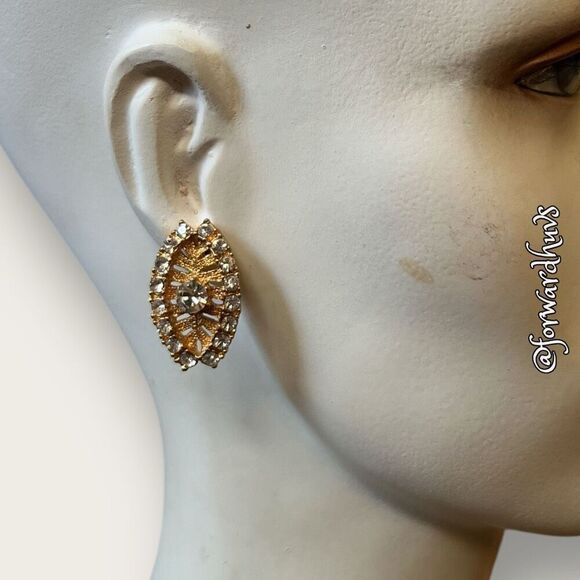 Bundle Sale 3 for $15 | Gold Tone & Rhinestone Earrings - Picture 3 of 11